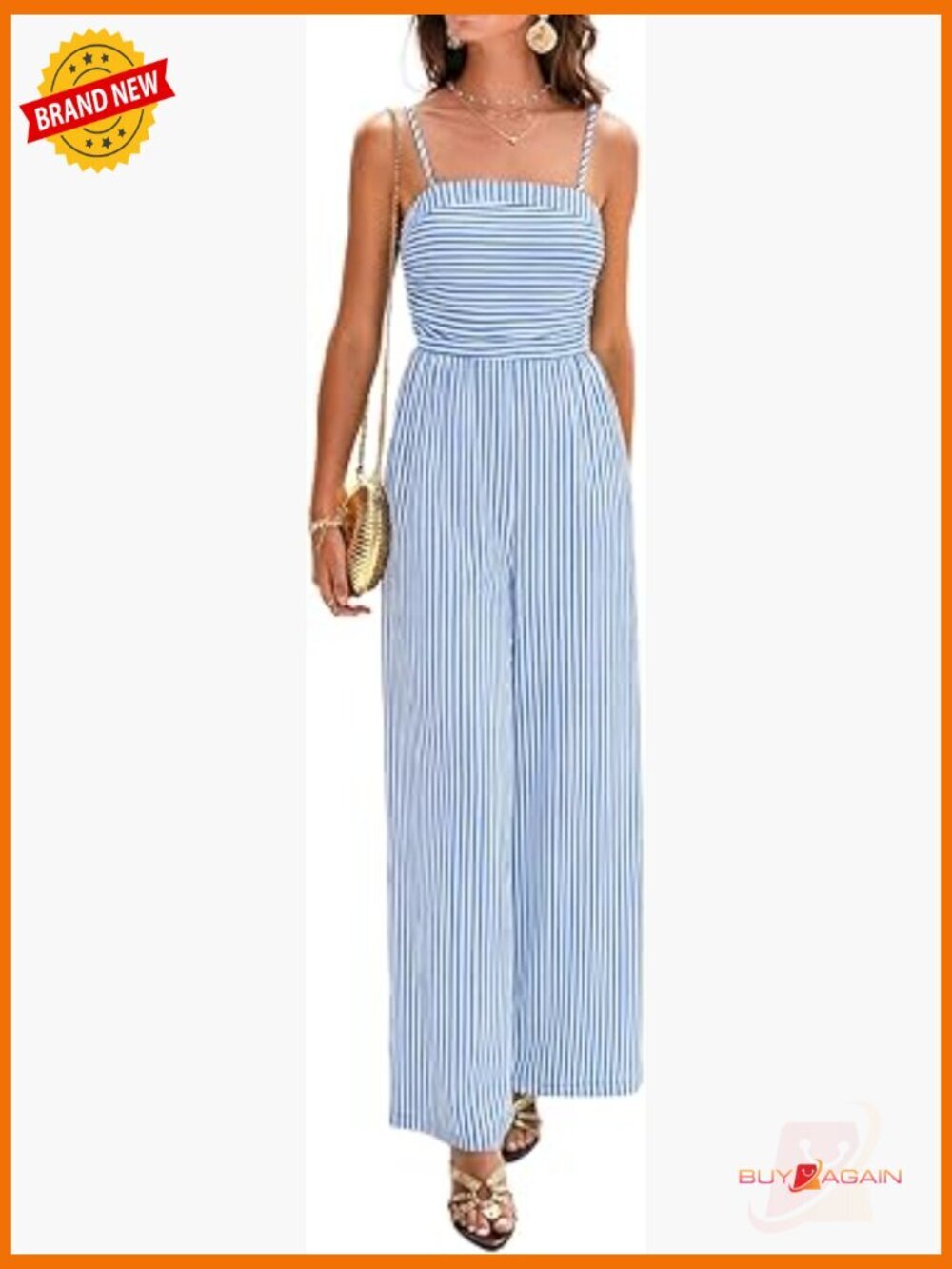 Women's Sleeveless Striped Jumpsuit Casual Vacation Outfit
